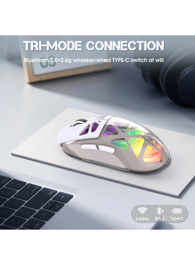 onikuma CW930 RGB Tri-Mode Wireless Gaming Mouse with Bluetooth 5.0, 2.4G Wireless & Wired Type-C Connectivity, 500mAh Rechargeable Battery, 5-Level Adjustable DPI (800–4000), Dynamic RGB Lighting Effects - Image 3